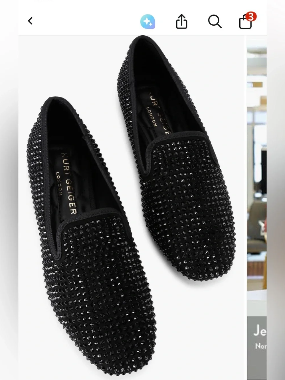 Kurt Geiger Black Crystal Slip-On Loafers Size 40 (US 9)
